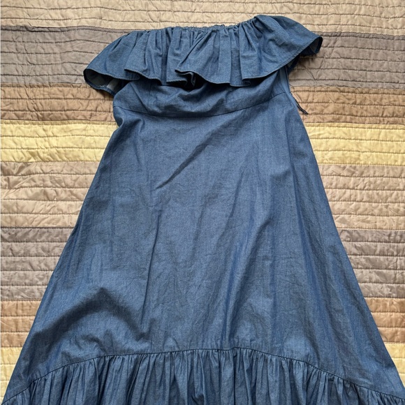 Denim Ruffled High-Low Dress - Picture 2 of 6